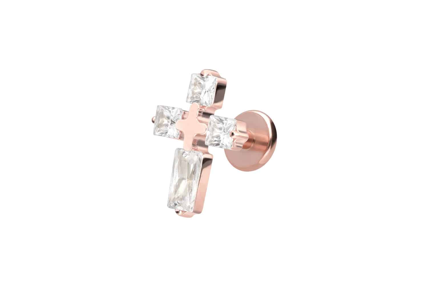 Titan Labret Piercing mit Innengewinde KRISTALLKREUZ